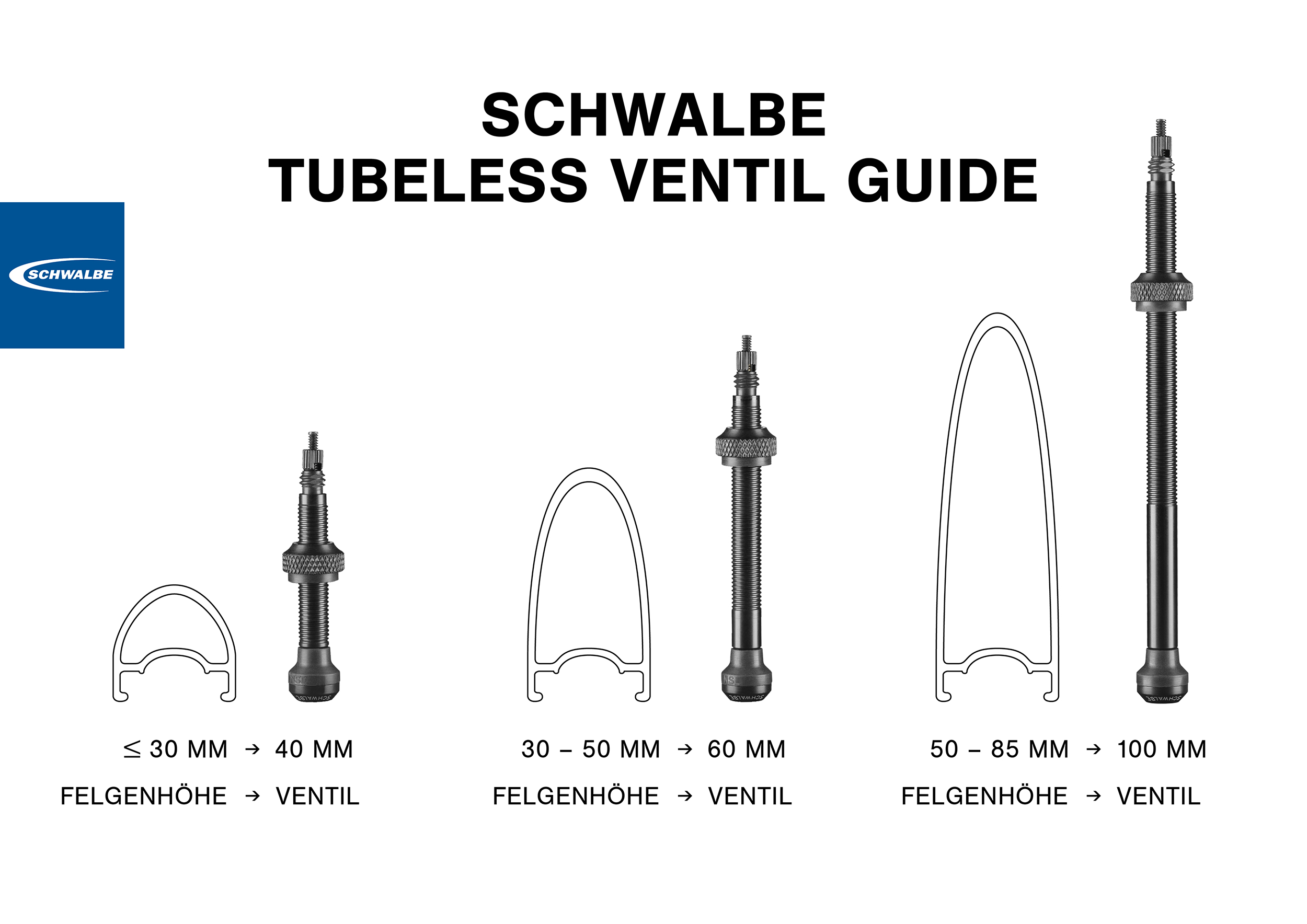 Ventilek Schwalbe Tubeless 100 mm 2ks