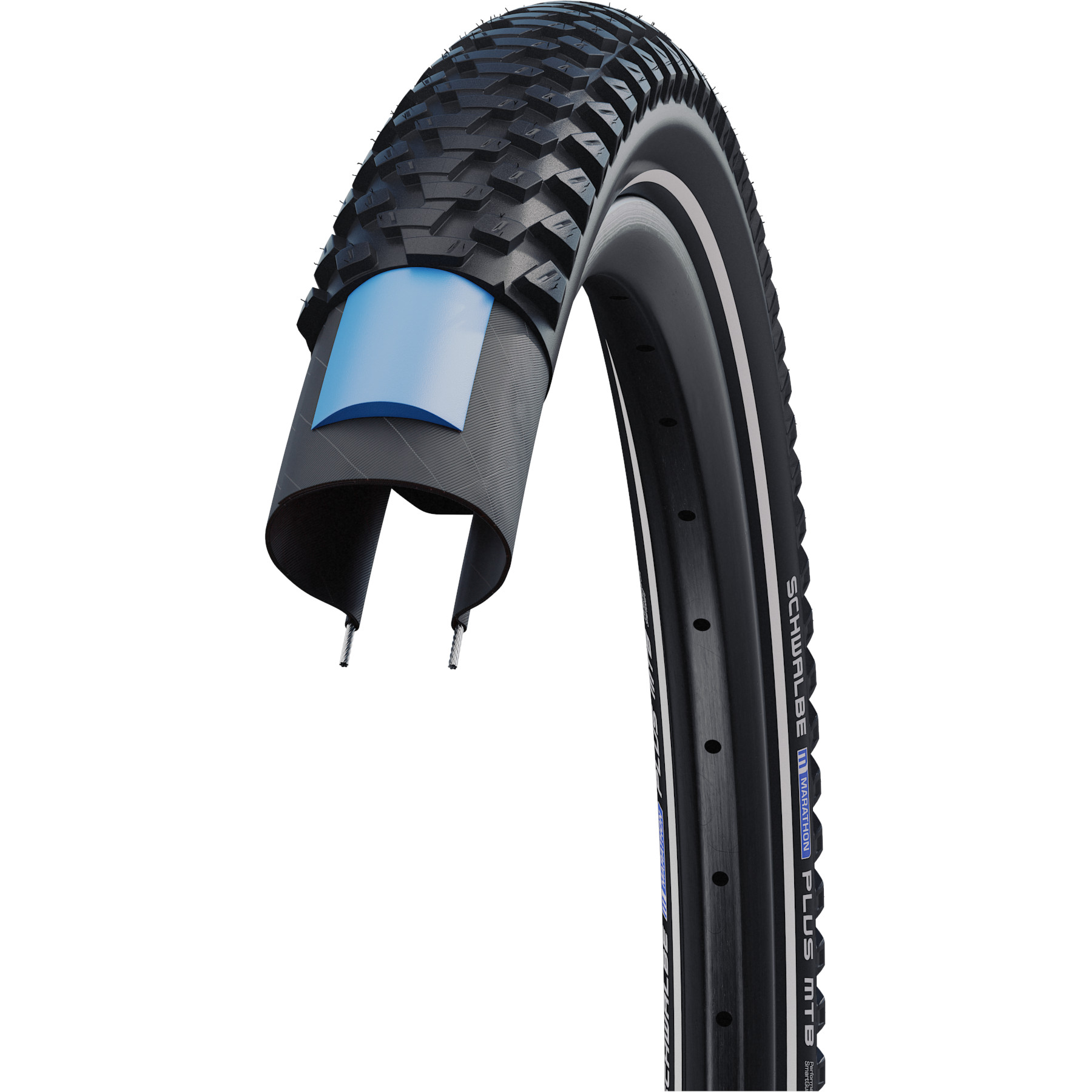 Plášť Schwalbe Marathon Plus MTB 29x2,35, 60-622 Smart DualGuard černý reflexní pásek-drát