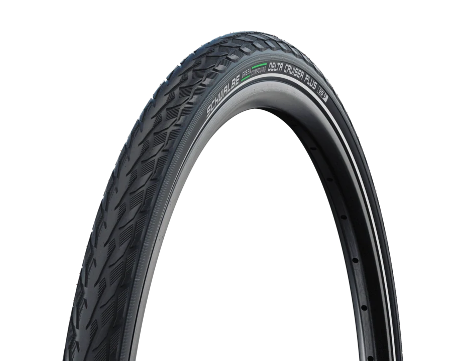 Plášť Schwalbe Delta Cruiser Plus 26x1.75 Green černá+reflexní pruh